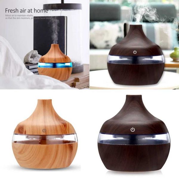 300mL wood grain USB humidifier and essential oil diffuser for desktops, mist machines, and small AC units