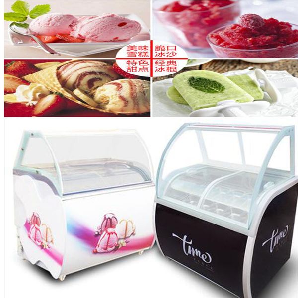 A wide selection of commercial hard ice cream display 180W ice cream display cabinet 8 barrels /10 boxes/acrylic sheets