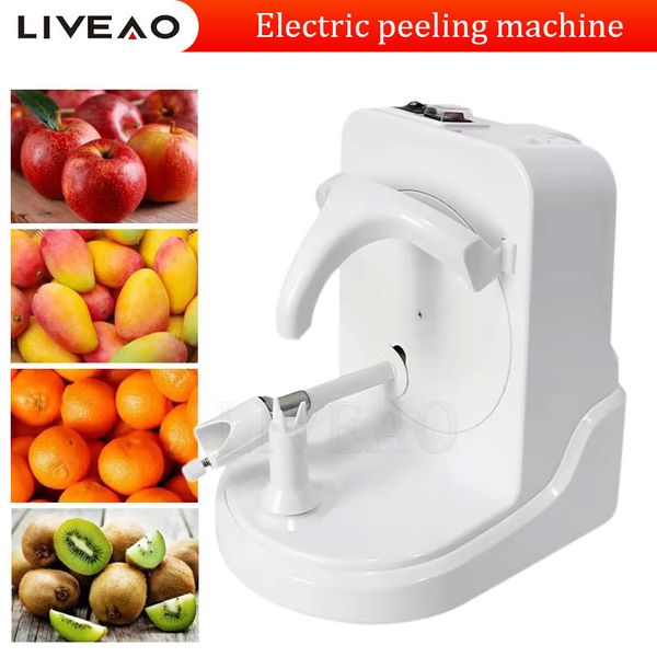 Automatic compact electric citrus peeler for lemons, apples, oranges, and pears