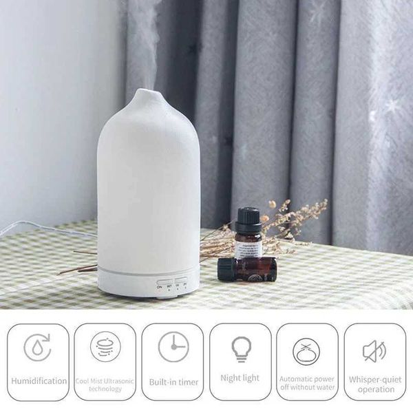 Ceramic Aroma Diffuser Automatic Mini Humidifier Hotel Air Freshness Essential Oil Timer Color Light Diffuser M240829
