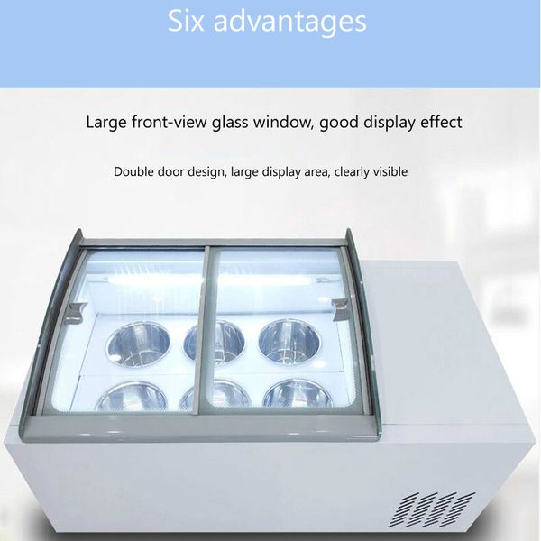 Ice Cream Display Cabinet Commercial Large Capacity Hard Showcase Freezers Ice Cream Storage Machine 190W