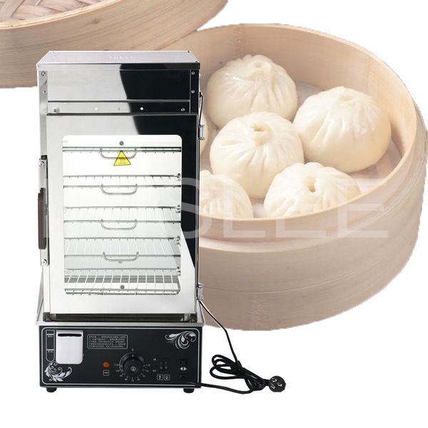 Commercial stainless steel electric bun steamer with table base for warming bread and food