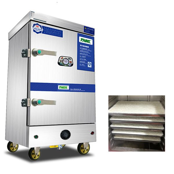 Commercial-grade multi-tiered food steamer cabinet for cooking with gas or electric options