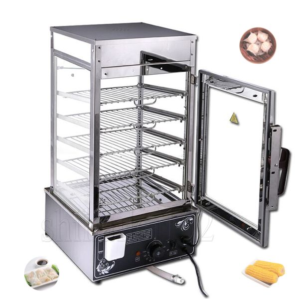 Commercial-grade stainless steel electric steamer for buns, 1200W food warmer cabinet
