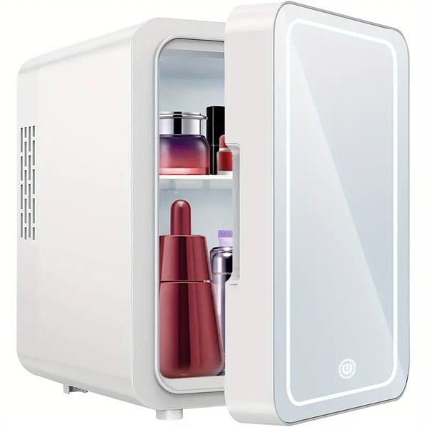 Skincare Fridge - Mini Fridge With Dimmable LED Mirror (6 Liter/6 Can), Cooler And Warmer, For Refrigerating Makeup, Skincare And Food, Mini