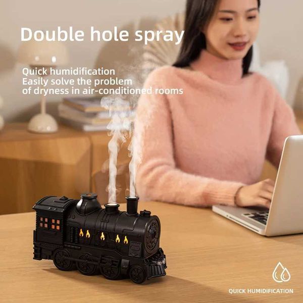 Humidifiers Mini Train Shape Aromatherapy Essential Oil Diffuser Ultrasonic Cool Mist Air Humidifier with LED Lamp Aroma Difusor Atomizer