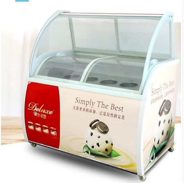Curved Square Hard Ice Cream Freezer Cabinet Multifunctional Popsicle Display Cabinet