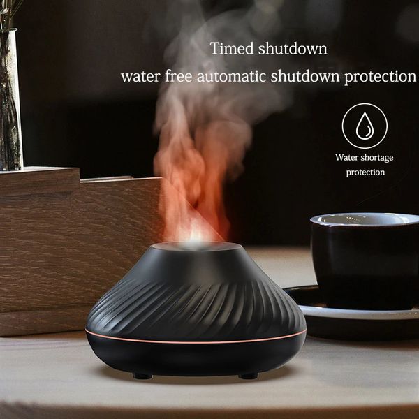 Humidifiers Volcanic Flame Aroma Diffuser Essential Oil Lamp Use Electric Air Humidifier Cool Mist Maker With LED Night Light For Home 24073