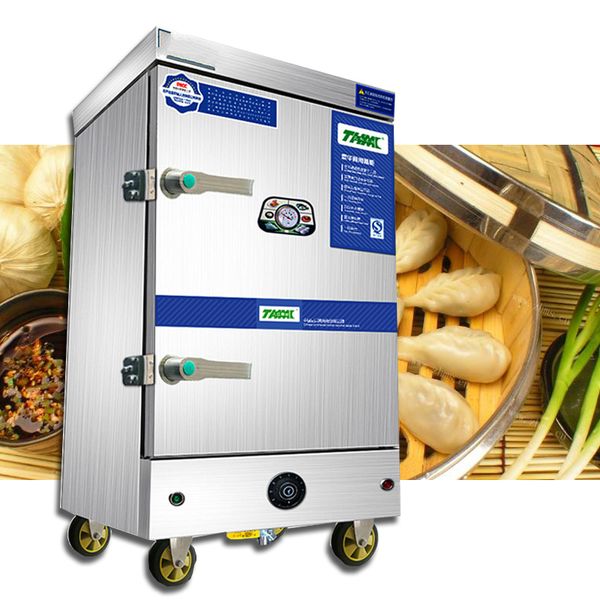 Fully automatic commercial rice steamer cabinet with multifunctional single door for four to six plates