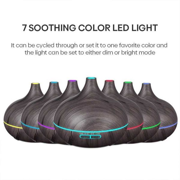 Humidifiers High quality 500ml aromatherapy essential oil diffuser with sawdust remote control ultrasonic air humidifier equipped with 7colo
