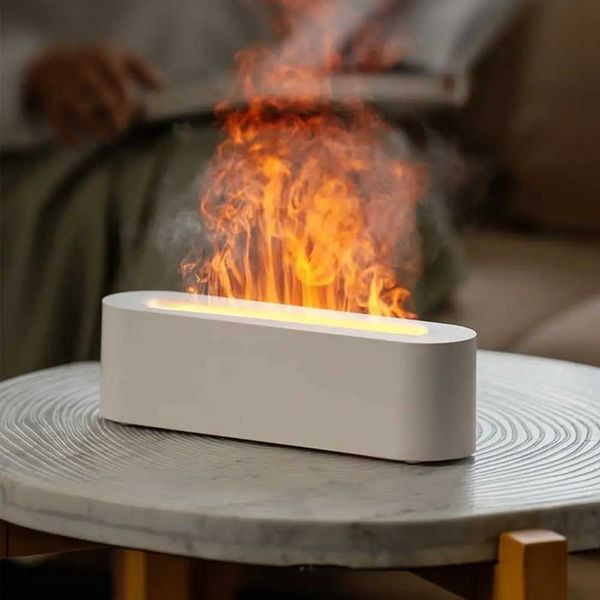 Humidifiers Simulated flame air humidifier USB ultrasonic cold mist essential oil aromatic diffuser+color light 150ML y240628