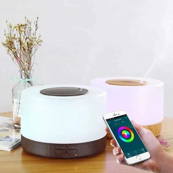Intelligent WiFi 500ml aromatherapy essential oil diffuser air humidifier connected to Tuya Alexa and Google Home with 7 LED colors M240829