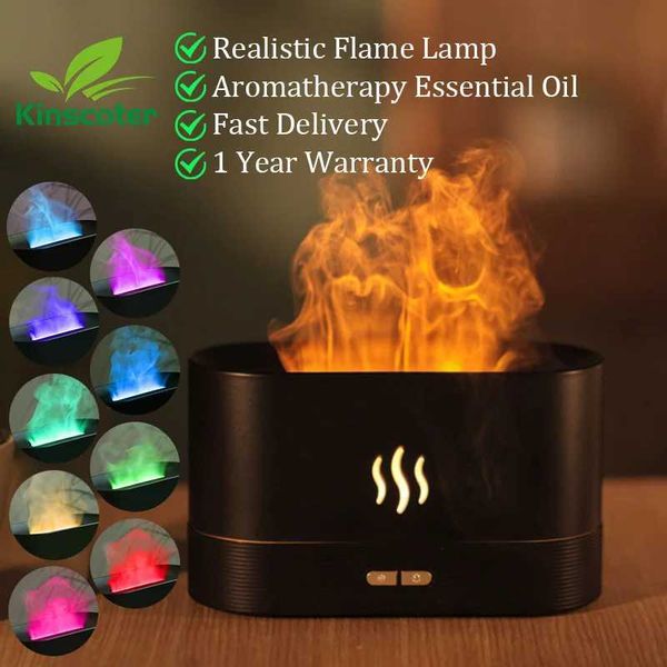 KINSCOTER Aroma Diffuser Air Humidifier Ultrasonic Cold Mist Generator Nebulizer LED Essential Oil Flame Lamp Diffuser M240829