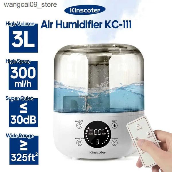 Humidifiers KINSCOTER Air Humidifier Wall Plug 220V 110V Electric Humidifier Large Mist Volume 3L Aroma Diffuser Remote Control Timer J24111
