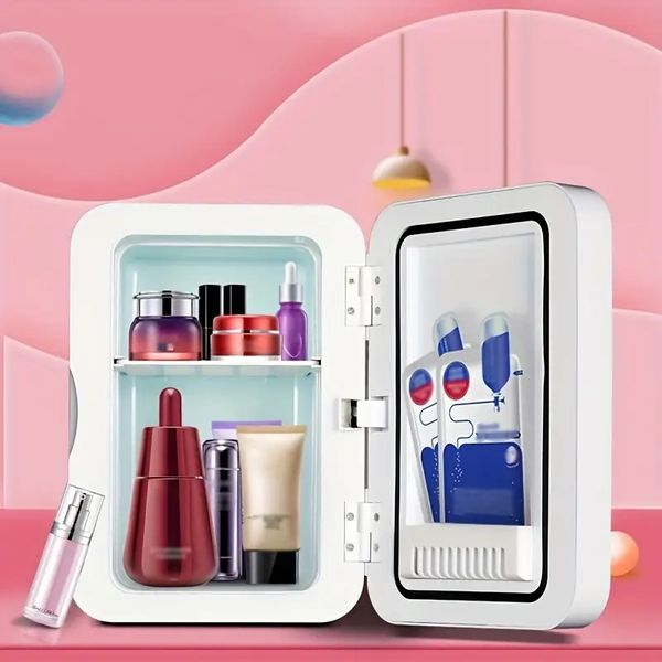 Mini Fridge, 8Liter AC/DC Small Refrigerator, Portable Thermometric Cooler And Warmer Freezer Skincare Fridge For Foods,Beverage,Medications