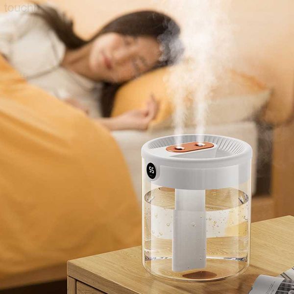 Humidifiers Humidifiers Newest 2L Double Nozzle Air Humidifier With LCD Humidity Display Large Capacity Aroma Essential Oil Diffuser For Hom