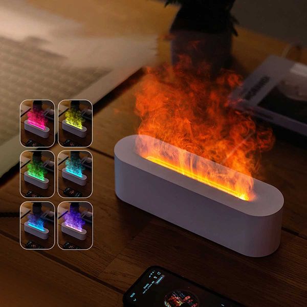 Latest RGB Flame Aroma Diffuser with USB and Simulated Wilderness Light for Desktop