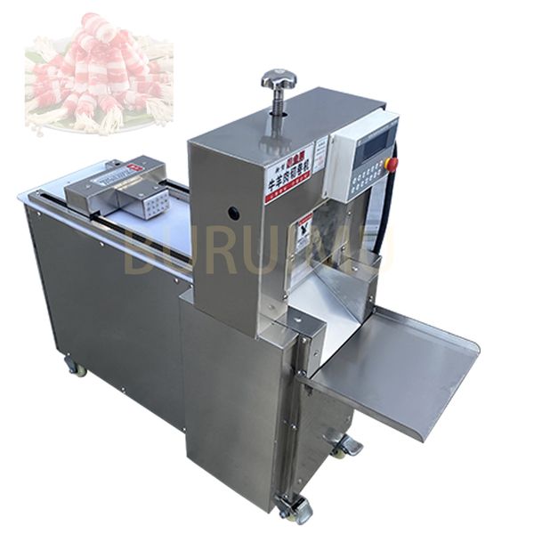 LEWIAO Automatic CNC Single Cut Lamb Roll Machine Electric Freeze Meat Cutting Machine Stainless Steel Mutton Rolls Cutting Machine