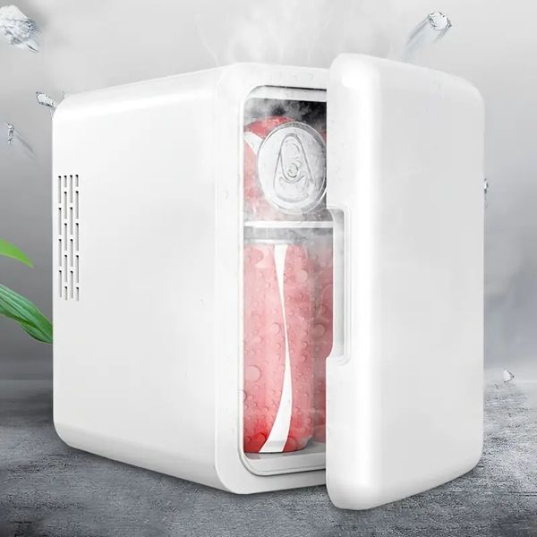 Mini Fridge, 4 Liter/6 Can Portable Cooler And Warmer Personal Refrigerator For Skin Care, Cosmetics, Beverage, Great For Office, Bedroom, C