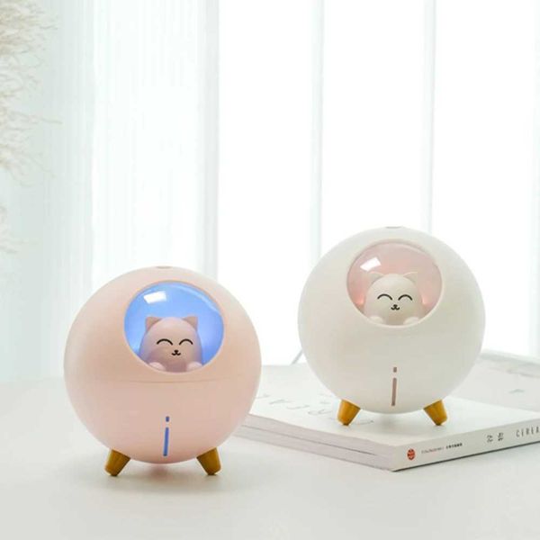 Cute pet air humidifier 220ml planetary cat ultrasonic cold mist fragrant air oil diffuser romantic color LED light USB humidifier M240829