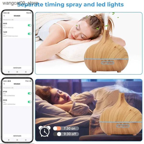 Humidifiers Tuya WiFi Smart 500ML Electric Aroma Diffuser Essential Oil Diffuser Air Humidifier Ultrasonic Remote Control Mist Maker Home J2