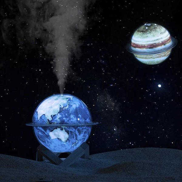 Humidifiers 330ml USB air humidifier diffuser Earth LED night light essential oil diffuser Car air freshener y240628