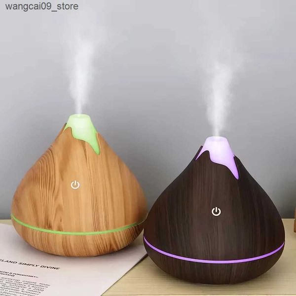 Humidifiers 200/350ML Snowy Mountain Aromatherapy Essential Oil Diffuser Wood Grain Remote Ultrasonic Air Humidifier With 7 Color LED Light