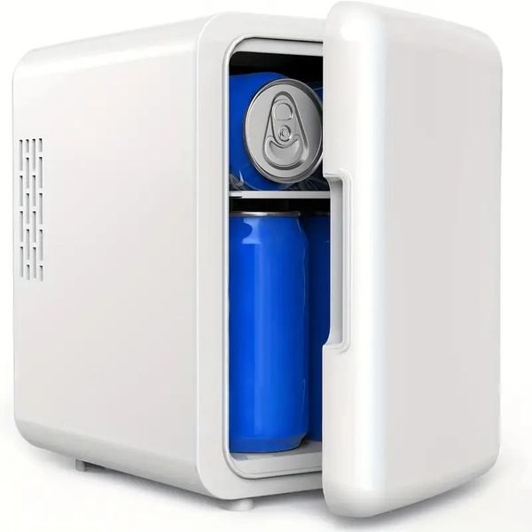 1pc Mini Portable Fridge, 4 Liter/6 Can Cooler And Warmer Personal Refrigerator For Skin Care, Cosmetics, Beverage, Suitability For Office,