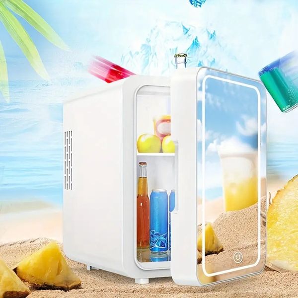 1pc Mini Refrigerator, 4 Liter/8 Can Small Refrigerator-AC/DC Cooler & Warmer For Bedroom Dorm Car Office Desk-Portable Compact Tiny Skincar