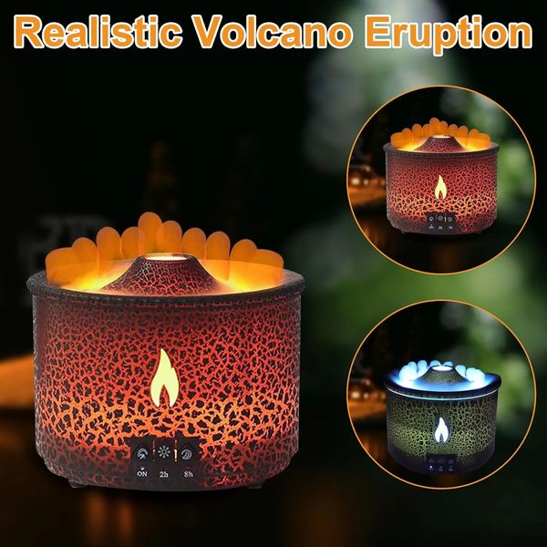 Humidifiers Portable Volcano Flame Air Humidifier Essential Oil Aroma Diffuser for Home Mist Jellyfish Humidifiers Night Light Fragrance 231