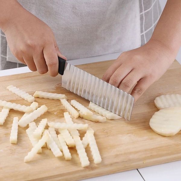 Potato French Fry Cutter Stainless Steel Serrated Blade Slicing Vegetable Fruits Slicer Wave Knife Chopper Kitchen Tools