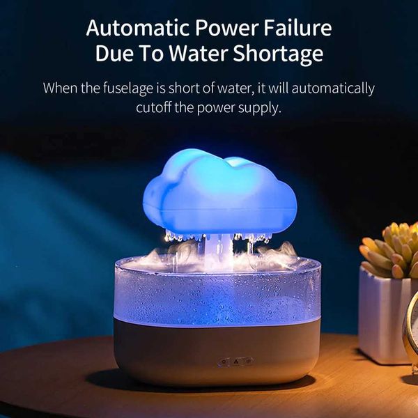 Rain Cloud Luminous Humidifier with Raindrop Sound and 7-Color LED Light Essential Oil Diffuser Aromatherapy 200ml M240829