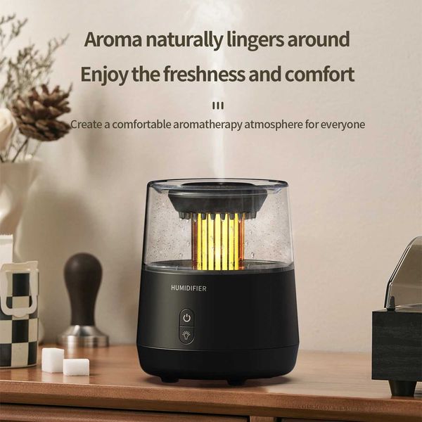 Raindrop aromatherapy humidifier with candlelight function for desktop essential oil diffusion model Y241029