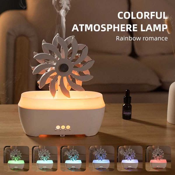 Raindrop Windmill Aromatherapy Humidifier with Remote Control, Desktop Oil Diffuser, Mist Output, and Night Light (Model Y241104)