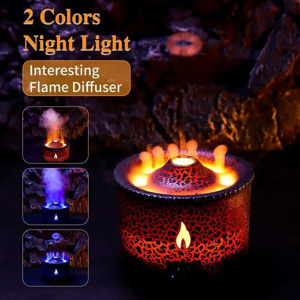 Volcano flame air humidifier aromatic diffuser essential oil with remote control jellyfish used for household perfume fog Mak smoking M24082