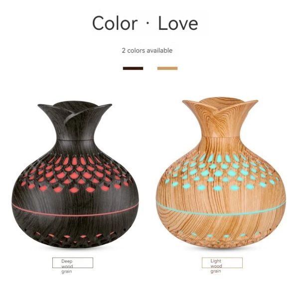 Humidifiers Wood Grain Mini Vase Air Humidifier USB Electric Ultrasonic Water Aroma Essential Oil Diffuser Home Room Fragrance Air Purifier